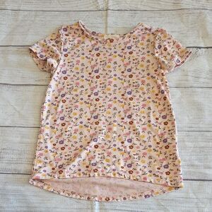 Pink and Purple Floral Short Sleeve Tee with High-Low Hem